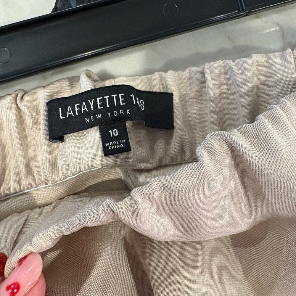 Lafayette 148 New York Sz 10 Black Pull On Silk pants - Picture 2 of 6